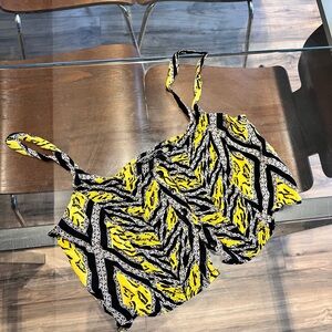 Topshop Yellow and Black Patterned Crop Top